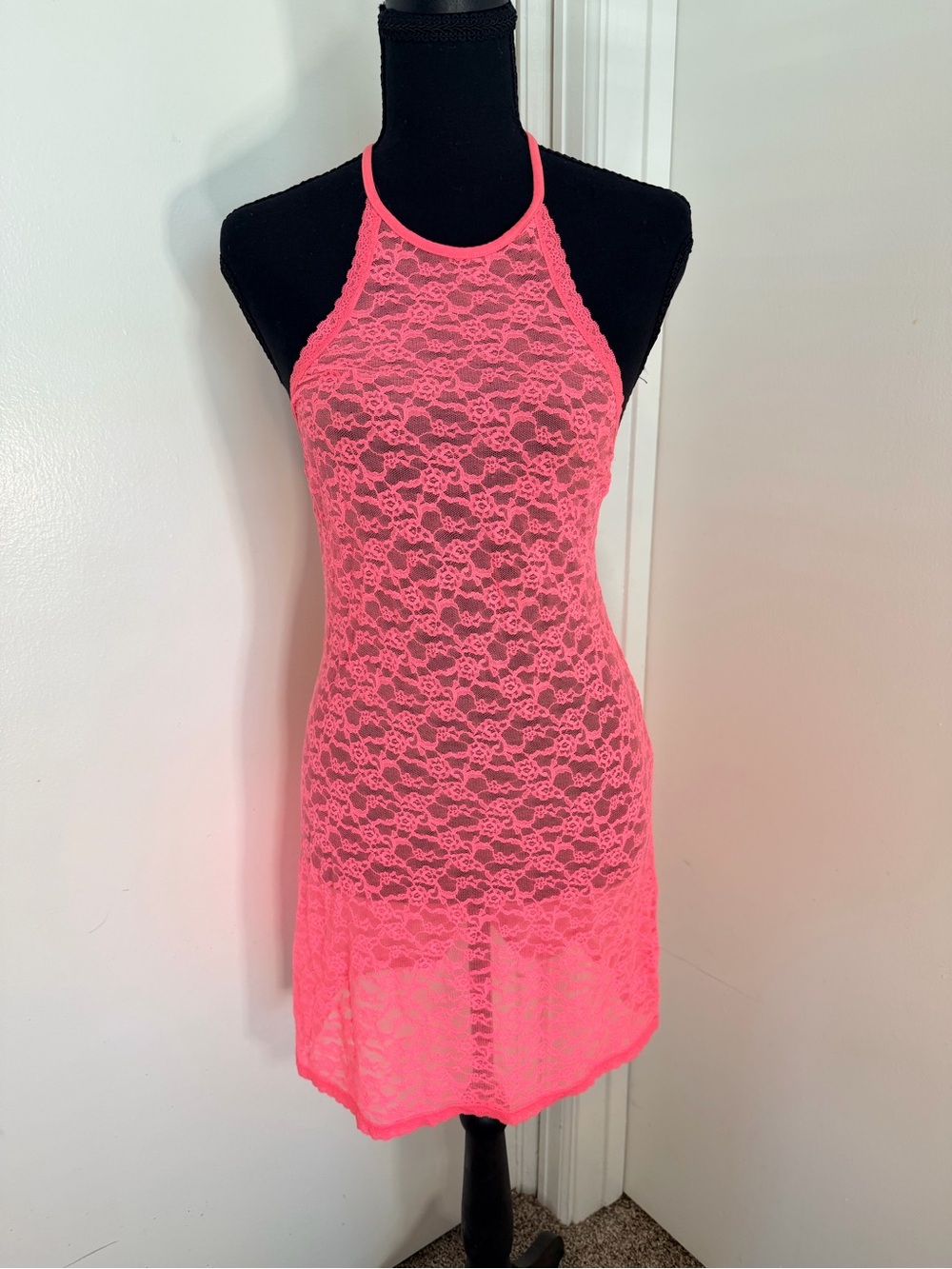 Yandy Neon Pink Lace Halter Chemise